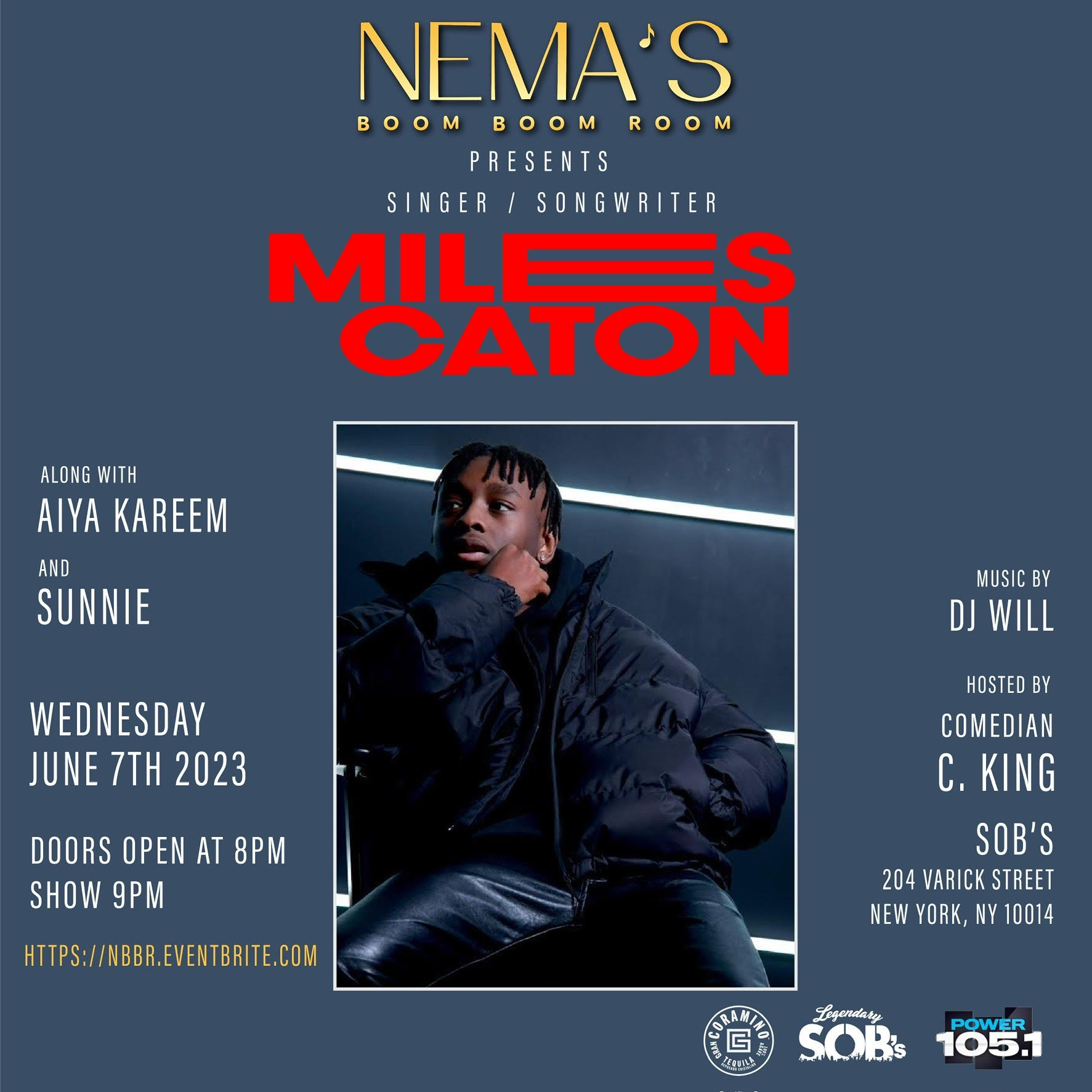 SOULFUL SINGER MILES CATON TO HEADLINE NEMA’S BOOM BOOM ROOM
